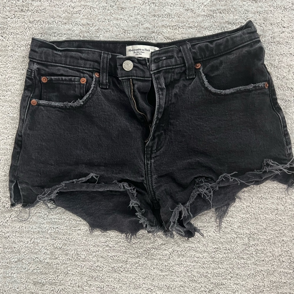 Abercrombie and fitch black denim shorts